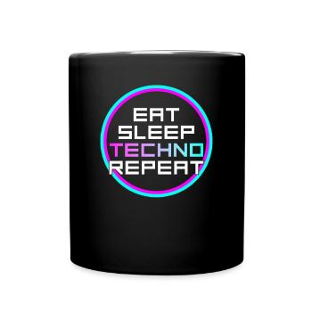 manger du sommeil techno répéter - Mug uni - noir - Devant