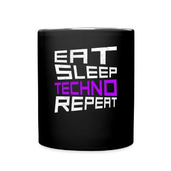 manger du sommeil techno répéter - Mug uni - noir - Devant
