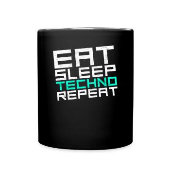 manger du sommeil techno répéter - Mug uni - noir - Devant