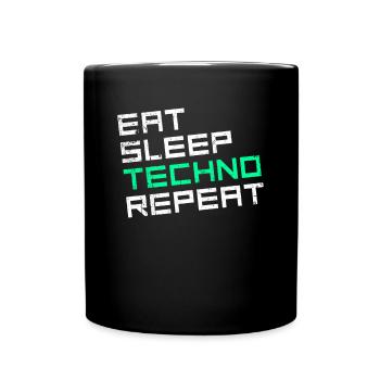 manger du sommeil techno répéter - Mug uni - noir - Devant