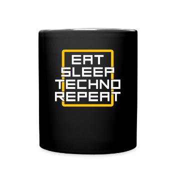 manger du sommeil techno répéter - Mug uni - noir - Devant