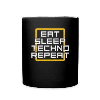 manger du sommeil techno répéter - Mug uni - noir - Devant