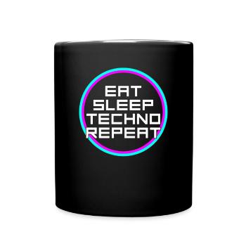 manger du sommeil techno répéter - Mug uni - noir - Devant