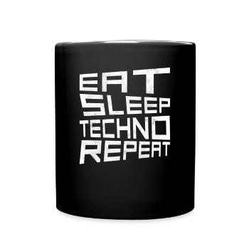 manger du sommeil techno répéter - Mug uni - noir - Devant