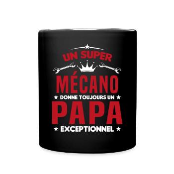 Mécano papa cadeau drôle fête des pères garagiste - Mug uni - noir - Devant