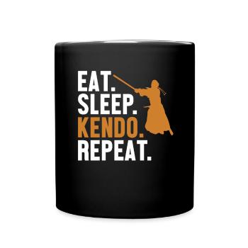 Eat Sleep Kendo Repeat Kata Kenjutsu Shinai - Tasse einfarbig - Schwarz - Vorne