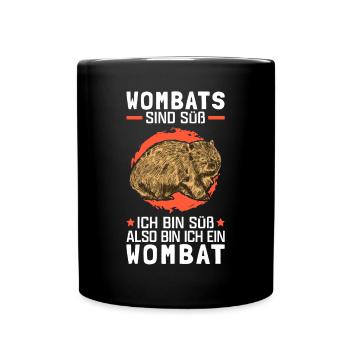 Wombats sind süß Beuteltier Wombat - Tasse einfarbig - Schwarz - Vorne