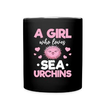 Ein Mädchen, das Seeigel liebt - Tasse einfarbig - Schwarz - Vorne