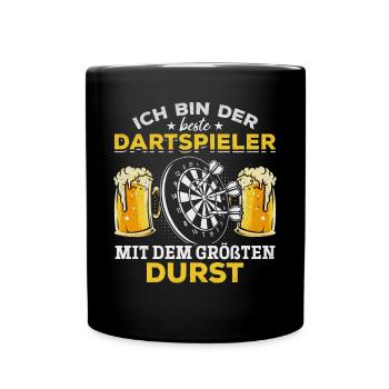 Ich bin der beste Dartspieler mit dem größten - Tasse einfarbig - Schwarz - Vorne