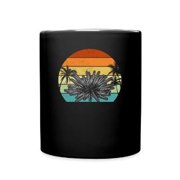 Retro Seeigel Sonnenuntergang Seeigel-Liebhaber - Tasse einfarbig - Schwarz - Vorne