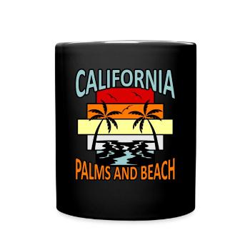 Cadeau de plage de palmiers californiens - Mug uni - noir - Devant