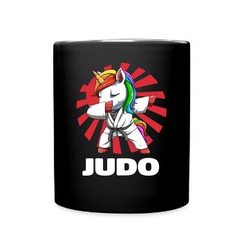Judo Einhorn - Niedliches Judoka Einhorn - Tasse einfarbig - Schwarz - Vorne