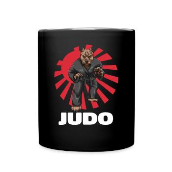 Judo Kämpfer Hund - Judoka Judoist Kampfsport - Tasse einfarbig - Schwarz - Vorne