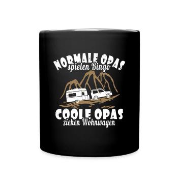 Wohnwagen Opa Enkel - Tasse einfarbig - Schwarz - Vorne