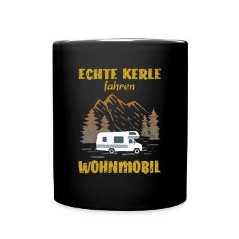 Echte Kerle fahren Wohnmobil - Tasse einfarbig - Schwarz - Vorne