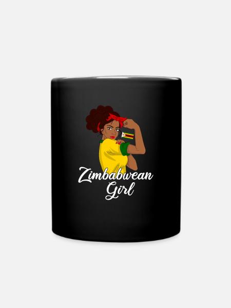 zimbabwe girl, zimbabwe - Full Colour Mug - black