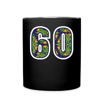 60 Zahl Grün - Tasse einfarbig - Schwarz - Vorne