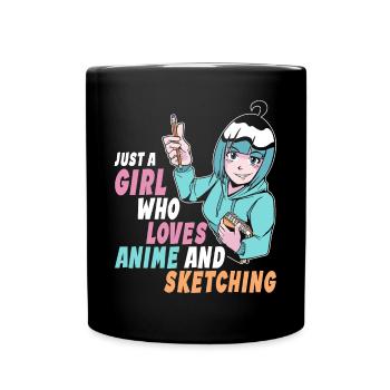 Just A Girl Who Loves Anime And Sketching - Full Colour Mug - black - Front