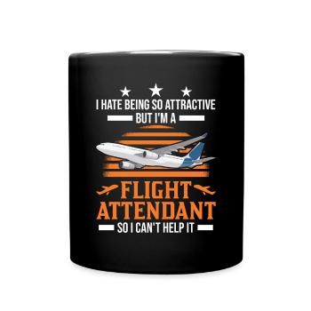Flugbegleiter Geschenk Flugbegleiterin - Tasse einfarbig - Schwarz - Vorne