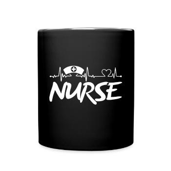 Nurse Heartbeat First Aid Emergency - Full Colour Mug - black - Front