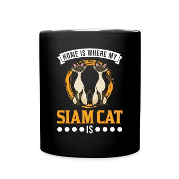 Siamkatze Zuhause Siam Cat Siamesische Katze - Tasse einfarbig - Schwarz - Vorne