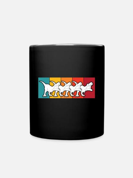 T-Rex Retro Dinos Kreidezeit Dinosaurier - Tasse einfarbig - Schwarz
