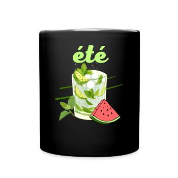 été cocktail mojito pastèque couleurs vives - Mug uni - noir - Devant