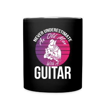Guitare avec vieil homme Guitariste Musicien Rock - Mug uni - noir - Devant