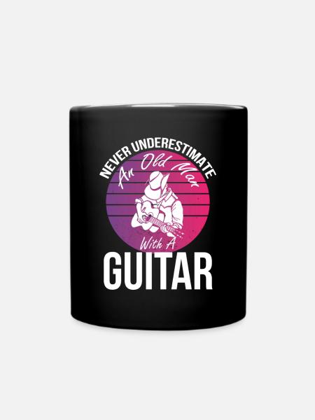Guitare avec vieil homme Guitariste Musicien Rock - Mug uni - noir