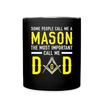 Freemason Dad Fraternal Freemasonry Square Compass - Full Colour Mug - black - Front