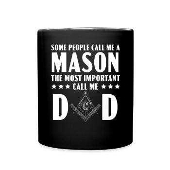 Freemason Dad Fraternal Freemasonry Square Compass - Full Colour Mug - black - Front