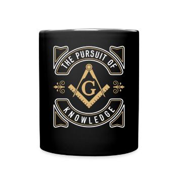 The Pursuit Of Knowledge Mason Fraternal Freemason - Full Colour Mug - black - Front