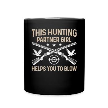 Funny Waterfowl Hunting Girl Duck Hunt - Full Colour Mug - black - Front