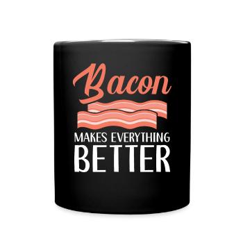 Speck macht alles besser Fleisch Ketogene Diät - Tasse einfarbig - Schwarz - Vorne