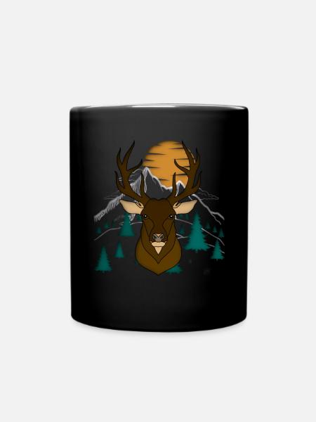 Bois de cerf rouge avec des bois de cerf - Mug uni - noir