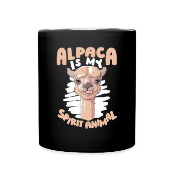 Alpaca Is My Spirit Animal Vicuna Guanaco Llama - Full Colour Mug - black - Front
