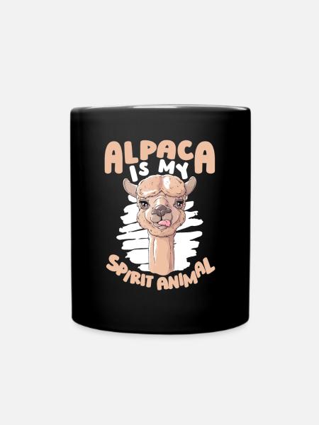 Alpaca Is My Spirit Animal Vicuna Guanaco Llama - Full Colour Mug - black