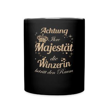 Weinbauer Frauen-Majestät Damen Winzerin - Tasse einfarbig - Schwarz - Vorne
