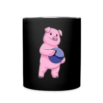 Pig Bowling Bowling Ball - Full Colour Mug - black - Front