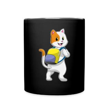 Chat en tant que randonneur avec sac à dos - Mug uni - noir - Devant