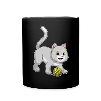 Boule de laine pour chat - Mug uni - noir - Devant