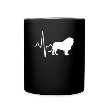 Löwe Herzschlag - Tasse einfarbig - Schwarz - Vorne