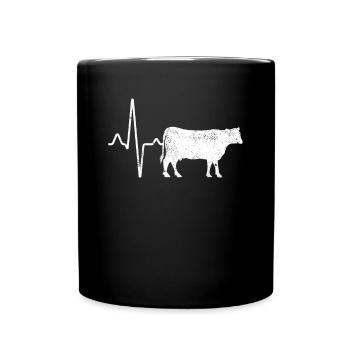 Cow Beef Heartbeat - Full Colour Mug - black - Front