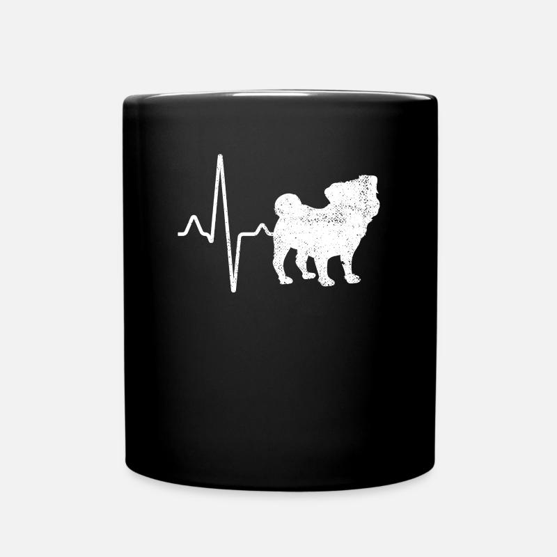 Mops Herzschlag - Tasse einfarbig - Schwarz