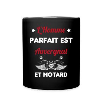 L'Homme Parfait Est Auvergnat Motard - Mug uni - noir - Devant
