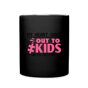 Je suis de tout cœur avec les enfants autistes - Mug uni - noir - Devant