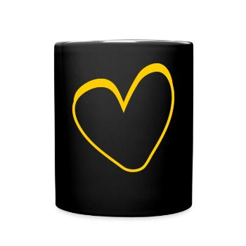 Gelbes Herz Simpel Design - Tasse einfarbig - Schwarz - Vorne