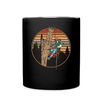 Arborist Vintage Sunset Art For Tree Trimmer - Tasse einfarbig - Schwarz - Vorne