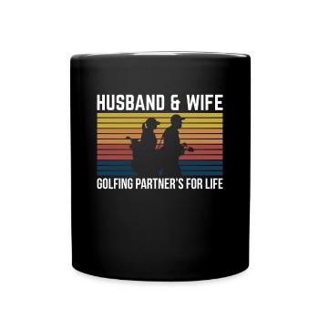 Husband & Wife Golfing Partners For Life - Full Colour Mug - black - Front
