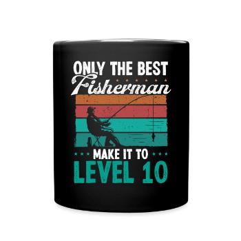 10 Fishing Level 10 Year Old Angler Fisherman - Tasse einfarbig - Schwarz - Vorne
